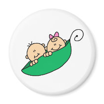 Twin Boy and Girl in Pea Pod Magnets