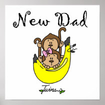 Twin Boy and Girl New Dad Gifts Posters