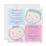 Twin Boy Girl Blue Pink Baby Shower Invitation