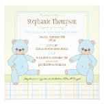 Twin Boy Teddy Bears Baby Shower Invitation