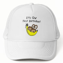 Twin Boys 1st Birthday Monkey Tshirts and Gifts Mesh Hat