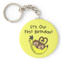Twin Boys 1st Birthday Monkey Tshirts and Gifts Keychains