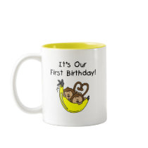 Twin Boys 1st Birthday Monkey Tshirts and Gifts Coffee Mug