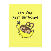 Twin Boys 1st Birthday Monkey Tshirts and Gifts Post Cards