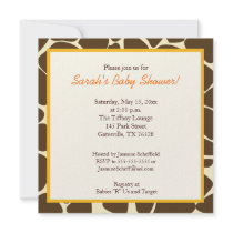 Twin Boys Giraffe Square Baby Shower Invitation