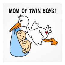 Twin Boys Mom Stork Gifts Custom Invitation