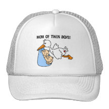 Twin Boys Mom-Stork Tshirts and Gifts Hats