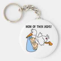 Twin Boys Mom-Stork Tshirts and Gifts Key Chains