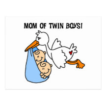 Twin Boys Mom-Stork Tshirts and Gifts Post Cards
