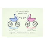 Twin Carriages Baby Birth Announcement