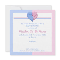 Twin Doves Heart Baby Shower Invitation