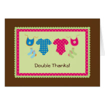 Twin Girl and Boy Thank You Card cards