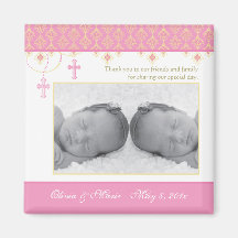 Twin Girl Baptism/Christening Favour - Photo Magne