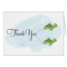 Twin Girl Turtles Thank You Card
