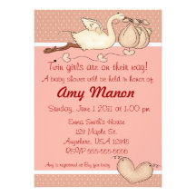 Twin girls baby shower invite