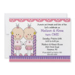 Twin Girls First Birthday Invitation