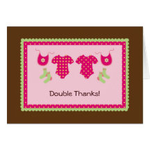 Twin Girls Thank You Card