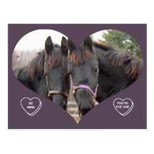 TWIN HORSES VALENTINE POSTCARDS