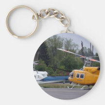 Twin Huey helicopters with trees in background Keychain