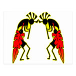Twin Kokopeli  w/ Feathers Postcards