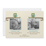 Twin Owls (Twin Boys) Birth Announcements
