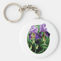 Twin Purple Irises Key Chain