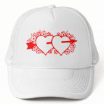 Twin Red Cupid's Hearts Trucker Hats