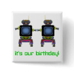 twin robots in neon colours