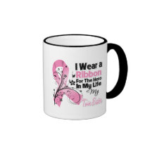 Twin Sister Hero in My Life Breast Cancer Mugs