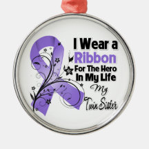 Twin Sister Hero in My Life Hodgkin's Lymphoma Christmas Tree Ornaments
