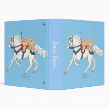 Twin Teddy Bears on Carousel Horse Binder