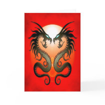 Twin Tribal Dragons Greeting Card