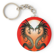 Twin Tribal Dragons Key Chain