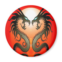 Twin Tribal Dragons Magnet