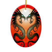 Twin Tribal Dragons Ornaments