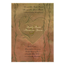 Twining Vine Warm Vintage Heart Wedding Invitation