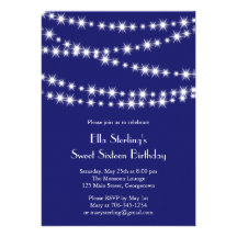 Twinkle Lights Birthday Invitation (indigo)