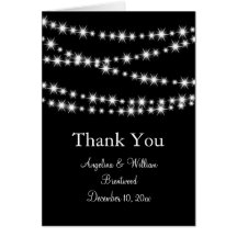 Twinkle Lights Thank You Card (black)
