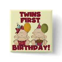 Twins 1st Birthday Boy/Girl T-shirts and Gifts Buttons