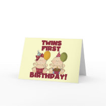 Twins 1st Birthday Boy/Girl T-shirts and Gifts Greeting Cards