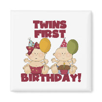 Twins 1st Birthday Boy/Girl T-shirts and Gifts Magnets