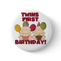 Twins 1st Birthday - Boys T-shirts and Gifts Pinback Buttons