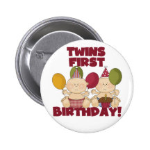 Twins 1st Birthday - Boys T-shirts and Gifts Pinback Buttons