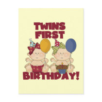 Twins 1st Birthday - Girls Tshirts and Gifts Post Card