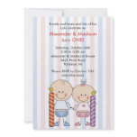 Twins 1st Birthday Invitation Girl & Boy