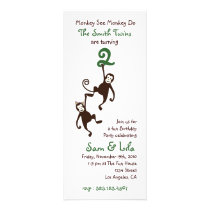 Twins 2nd Birthday, monkeys invitations