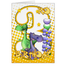 Twins 3rd Birthday Card - Cute Little Dragons