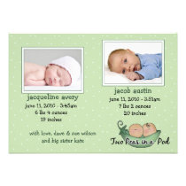 Twins Baby Announcement Cards invitations