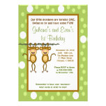 TWINS Baby Monkey 5x7 1st Birthday Invitation