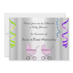 Twins Baby Shower Announcement Party Silver